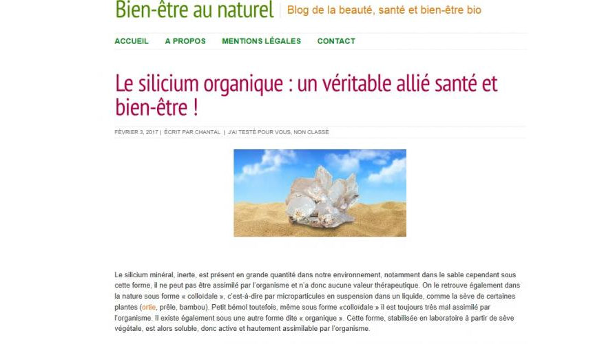 Bien Etre Au Naturel Media Coverage Organic Silicon G5