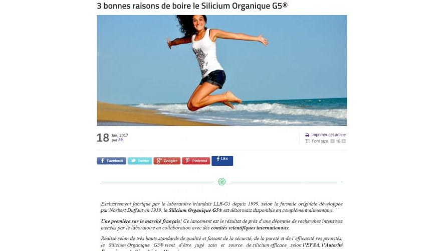 Femmes Au Pluriel Media Coverage Organic Silicon G5